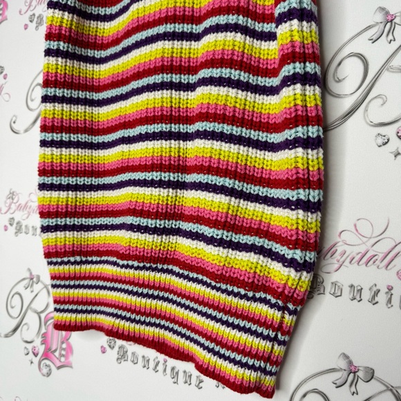 John + Jenn knit crochet rainbow top mock neck turtleneck tank multi color - Picture 2 of 9